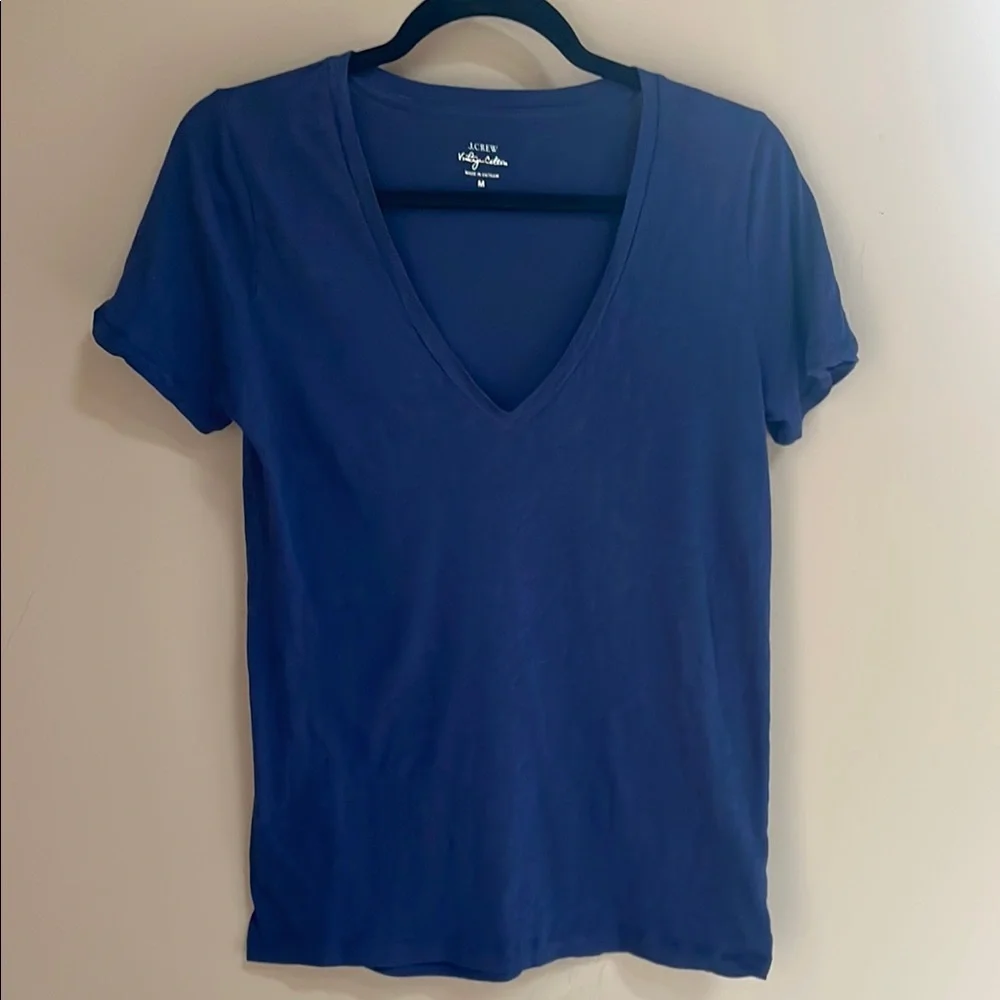 J. Crew V Neck Vintage Cotton Tee, Navy, Size Medium - Picture 1 of 5